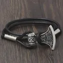 MKENDN Для мужчин Viking браслет славянские топор Perun Сварог талисман ЗВЕЗДА России Viking топор Амулет браслет с рунами кожаный браслет веревочки (art.: 3920b686471a6)